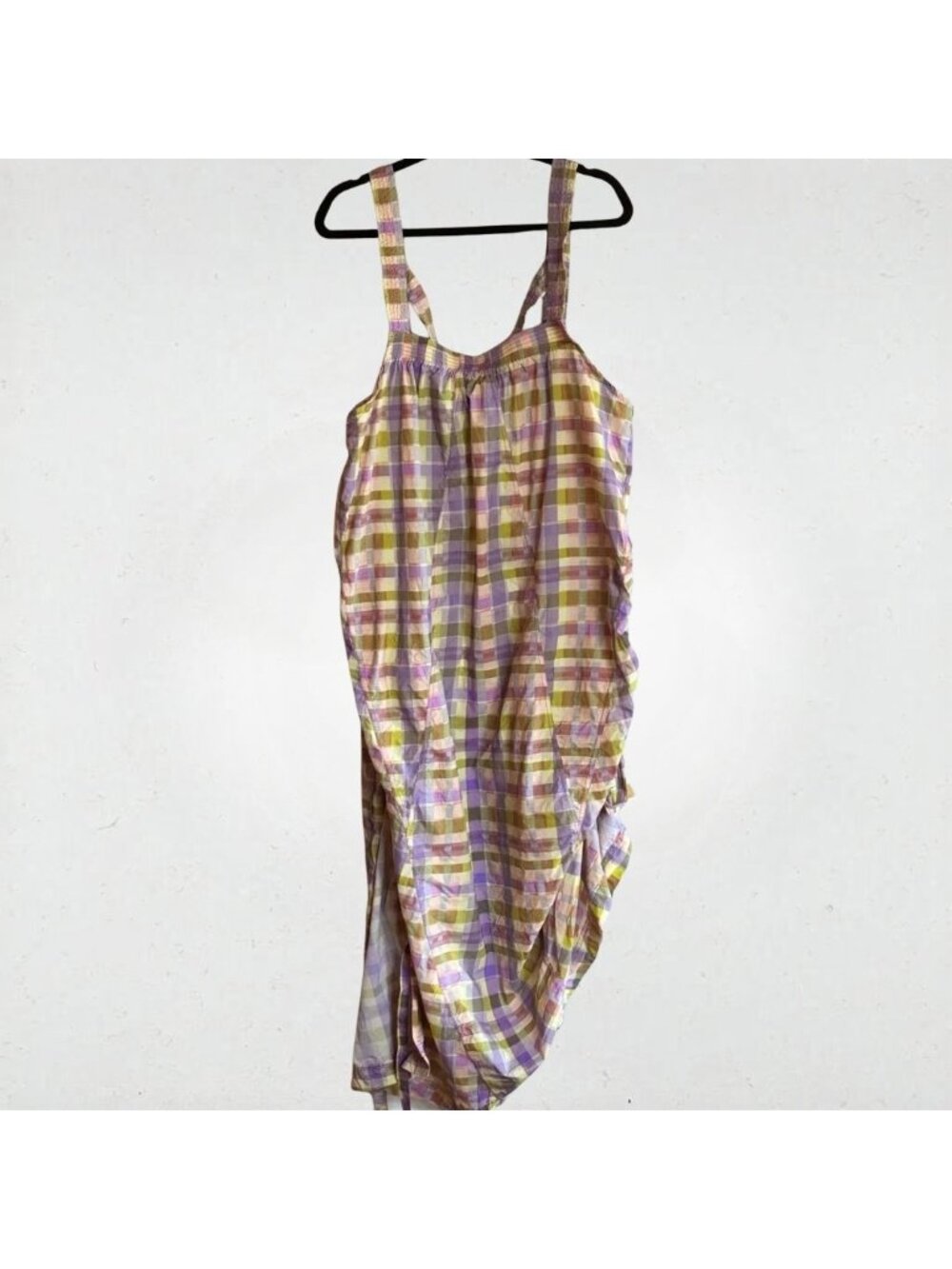 Anthropologie Daily Practice Coming Up Midi Dress Lilac Plaid Large